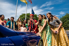 Indian bridesmaids and groomsmen saying goodbye. Indian bridesmaids and groomsmen saying goodbye.