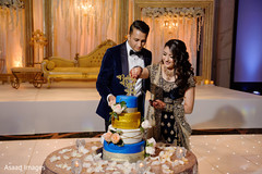Capture of joyful indian couple with the wedding cake Capture of joyful indian couple with the wedding cake