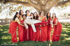 Fun indian groom with bridesmaids capture Fun indian groom with bridesmaids capture