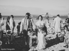 Joyful Indian bride and groom out of ceremony. Joyful Indian bride and groom out of ceremony.