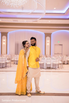 Indian bride and groom's sangeet photo session Indian bride and groom's sangeet photo session