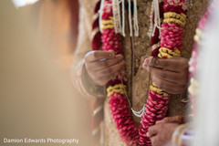 Details of the flower garland on the Indian groom Details of the flower garland on the Indian groom