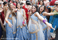 Beautiful bridesmaids during the baraat Beautiful bridesmaids during the baraat