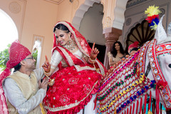 Joyful Indian bride arriving at the venue Joyful Indian bride arriving at the venue
