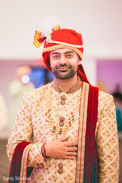 Charming Indian groom on his wedding ceremony outfit. Charming Indian groom on his wedding ceremony outfit.