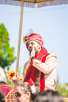 Indian groom holding ceremonial coconut. Indian groom holding ceremonial coconut.