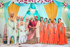 Gorgeous indian bride and groom with bridesmaids and groomsmen. Gorgeous indian bride and groom with bridesmaids and groomsmen.