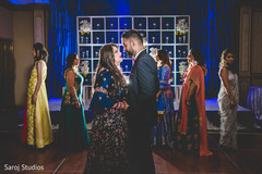Charming Indian bride and groom with bridesmaids capture. Charming Indian bride and groom with bridesmaids capture.