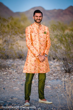 Indian groom posing for pictures outdoors Indian groom posing for pictures outdoors