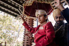 Lovely guest riding with groom on baraat horse capture. Lovely guest riding with groom on baraat horse capture.