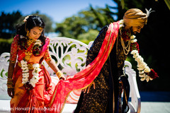 Indian bride and groom during Granthi Bandhanam. Indian bride and groom during Granthi Bandhanam.