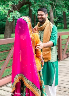Indian bride and groom romantic first glance. Indian bride and groom romantic first glance.