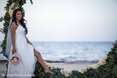 Glamorous Indian bride beach side wedding photo shoot. Glamorous Indian bride beach side wedding photo shoot.