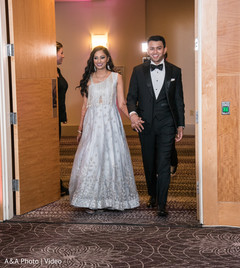Indian newlyweds entering their wedding reception Indian newlyweds entering their wedding reception