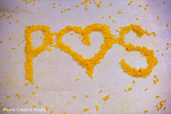 Indian couple initials made with rice Indian couple initials made with rice
