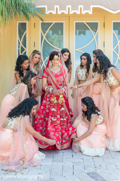 Sweet Indian bride and bridesmaids posing for photo shoot. Sweet Indian bride and bridesmaids posing for photo shoot.