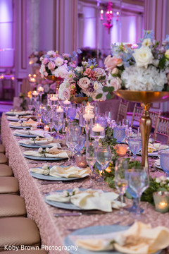 Dreamy Indian wedding reception table set up. Dreamy Indian wedding reception table set up.