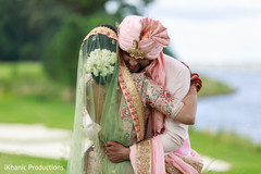 Heartwarming Indian bride and groom's first look. Heartwarming Indian bride and groom's first look.