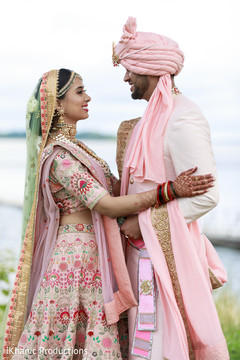 Indian couple meeting for their first look. Indian couple meeting for their first look.