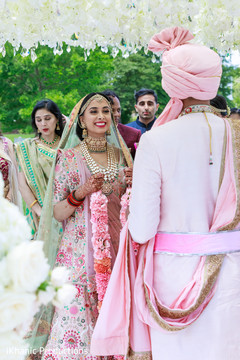 Indian bride and groom at their Jaimala Ceremony. Indian bride and groom at their Jaimala Ceremony.