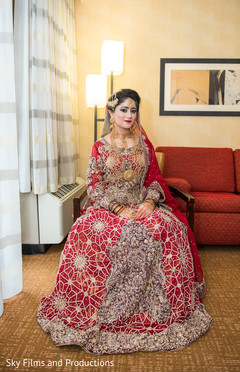 Maharani in a beautiful golden embroidered lengha Maharani in a beautiful golden embroidered lengha