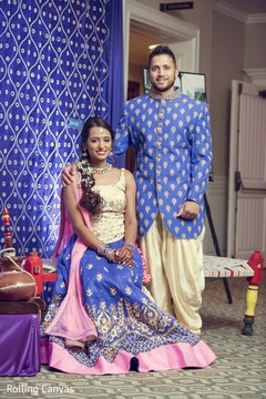 Portrait of beautiful Indian couple prior to the ceremonies Portrait of beautiful Indian couple prior to the ceremonies
