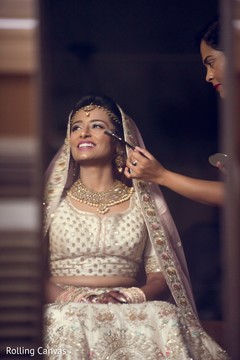 Beautiful Indian bride being dolled up for her ceremony. Beautiful Indian bride being dolled up for her ceremony.
