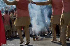 Fireworks during the fun baraat Fireworks during the fun baraat