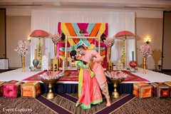 Indian lovebirds at sangeet stage photo session. Indian lovebirds at sangeet stage photo session.
