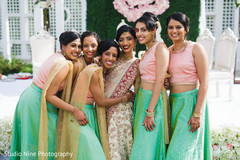 Joyful moment of Indian bride and bridesmaids capture. Joyful moment of Indian bride and bridesmaids capture.