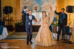 Stunning Indian bride and groom entrance to reception. Stunning Indian bride and groom entrance to reception.