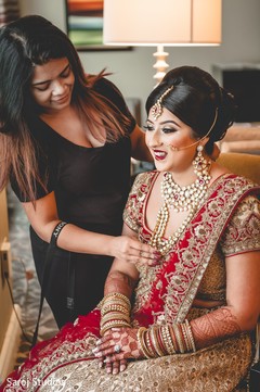 Beautiful Indian bride being dolled up for her ceremony. Beautiful Indian bride being dolled up for her ceremony.