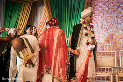 Indian couple capture during the Granthi Bandhanam ritual. Indian couple capture during the Granthi Bandhanam ritual.
