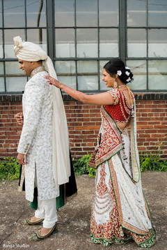 Maharani surprising the groom. Maharani surprising the groom.