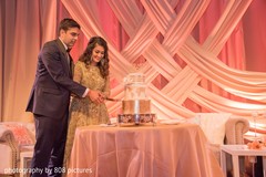 Indian bride and groom during the reception