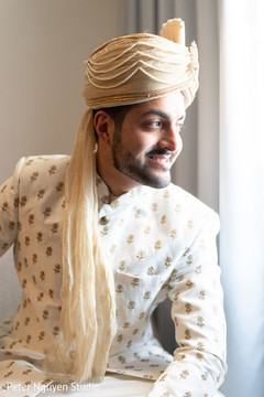 Indian groom wearing the traditional sherwani and pagri Indian groom wearing the traditional sherwani and pagri