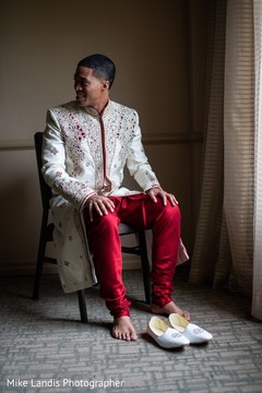 Enchanting groom getting ready for wedding ceremony. Enchanting groom getting ready for wedding ceremony.