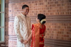 Heartwarming Indian bride and groom's first look. Heartwarming Indian bride and groom's first look.