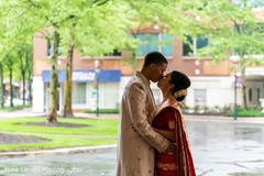 Sweet Indian bride's and groom's first look scene. Sweet Indian bride's and groom's first look scene.