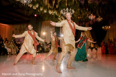 Indian groomsmen during reception dance. Indian groomsmen during reception dance.