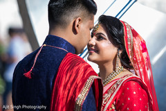 Indian bride and groom romantic first glance. Indian bride and groom romantic first glance.