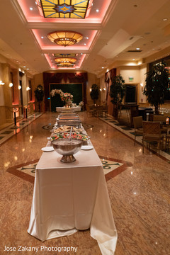 Indian wedding reception food table decor. Indian wedding reception food table decor.