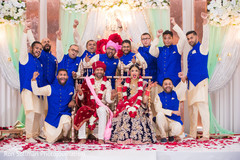 Charming Indian couple with groomsmen capture. Charming Indian couple with groomsmen capture.