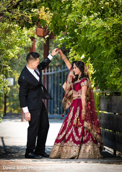 Dazzling capture of Indian bride and groom outdoors Dazzling capture of Indian bride and groom outdoors