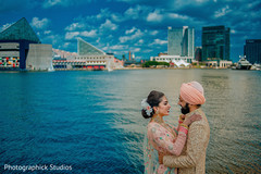 Stunning capture of Maharani and Indian groom by the shore Stunning capture of Maharani and Indian groom by the shore