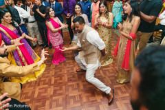 Indian bride and groom with guests sangeet dance. Indian bride and groom with guests sangeet dance.