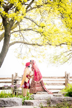 Outdoor themed Indian bride and groom's photo session. Outdoor themed Indian bride and groom's photo session.