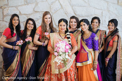 Beautiful bridesmaids posing with the Maharani prior to the ceremony Beautiful bridesmaids posing with the Maharani prior to the ceremony