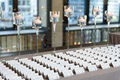 Candle ornaments on the table setup table Candle ornaments on the table setup table