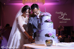 Indian newlyweds cutting the cake Indian newlyweds cutting the cake